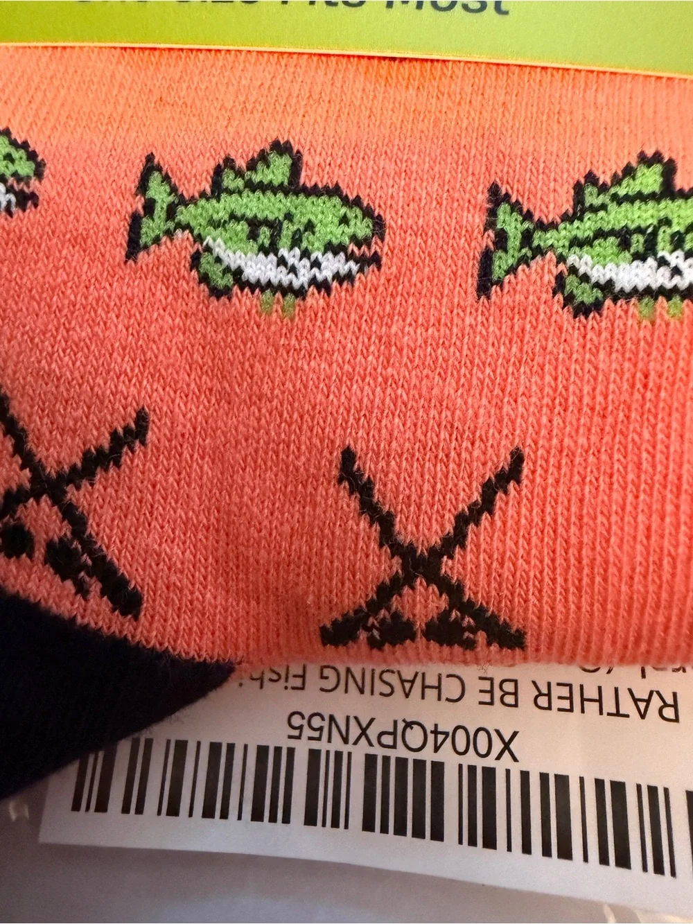 Men's I’d Rather be fishing orange Socks